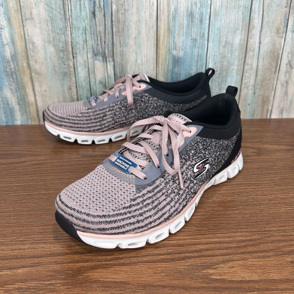 Skechers Glide Step Womens Size 10 Memory Foam Running Shoes Pink Grey Sneakers